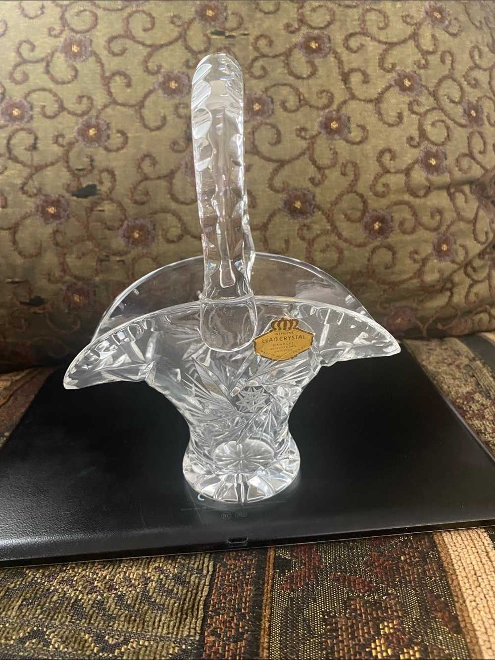 Lead Crystal Basket with Handle - Clear